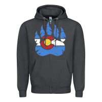 Smoke colorado state flag bear paw print pocket place Zipper Hoodie - linhVisuals