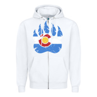 White colorado state flag bear paw print pocket place Zipper Hoodie - linhVisuals