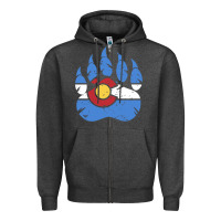 Charcoal Heather colorado state flag bear paw print pocket place Zipper Hoodie - linhVisuals