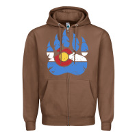 Chestnut colorado state flag bear paw print pocket place Zipper Hoodie - linhVisuals