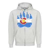 Colorado State Flag Bear Paw Print Pocket Place Zipper Hoodie | Teevron