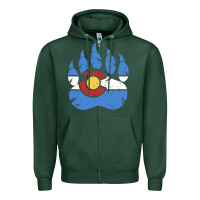 Sports Green colorado state flag bear paw print pocket place Zipper Hoodie - linhVisuals