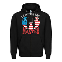 Black crawfish boil master american  flag us big red lobster design Zipper Hoodie - linhVisuals