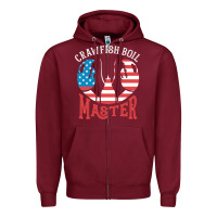 Burgundy crawfish boil master american  flag us big red lobster design Zipper Hoodie - linhVisuals