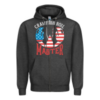 Charcoal Heather crawfish boil master american  flag us big red lobster design Zipper Hoodie - linhVisuals