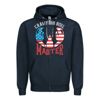 Navy crawfish boil master american  flag us big red lobster design Zipper Hoodie - linhVisuals