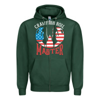 Sports Green crawfish boil master american  flag us big red lobster design Zipper Hoodie - linhVisuals