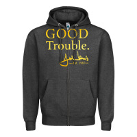 Charcoal Heather good trouble john lewis signature Zipper Hoodie - linhVisuals