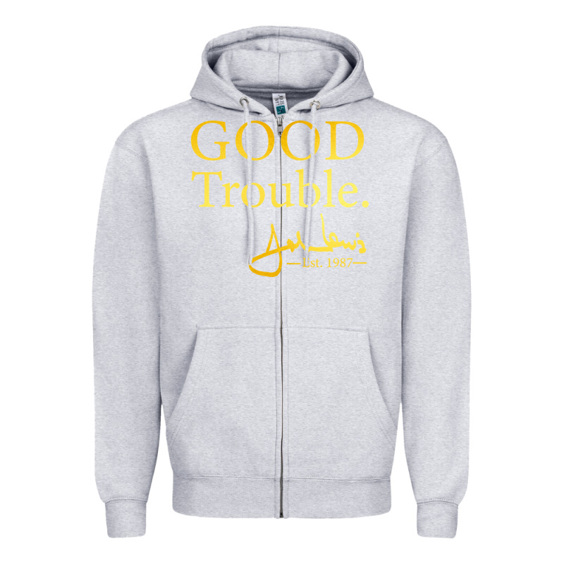 Good Trouble John Lewis Signature Zipper Hoodie by linhVisuals | Teevron