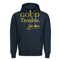 Navy good trouble john lewis signature Zipper Hoodie - linhVisuals