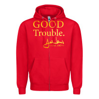 Red good trouble john lewis signature Zipper Hoodie - linhVisuals
