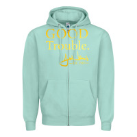 Seafoam good trouble john lewis signature Zipper Hoodie - linhVisuals