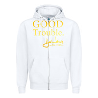 White good trouble john lewis signature Zipper Hoodie - linhVisuals