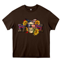 Chocolate Brown american mom skull Heavy Core Tee - CowGirlArtShop