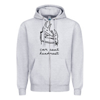 Heather Grey Car Seat Headrest Zipper Hoodie - linhVisuals