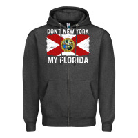 Charcoal Heather don't new york my florida vintage flag funny saying gift Zipper Hoodie - linhVisuals