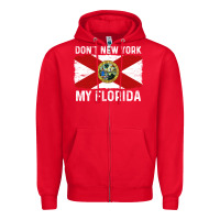 Red don't new york my florida vintage flag funny saying gift Zipper Hoodie - linhVisuals