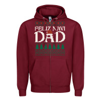 Burgundy feliz navi dad ugly christmas sweater funny spanish xmas pun gift for Zipper Hoodie - linhVisuals