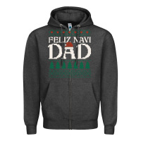 Charcoal Heather feliz navi dad ugly christmas sweater funny spanish xmas pun gift for Zipper Hoodie - linhVisuals