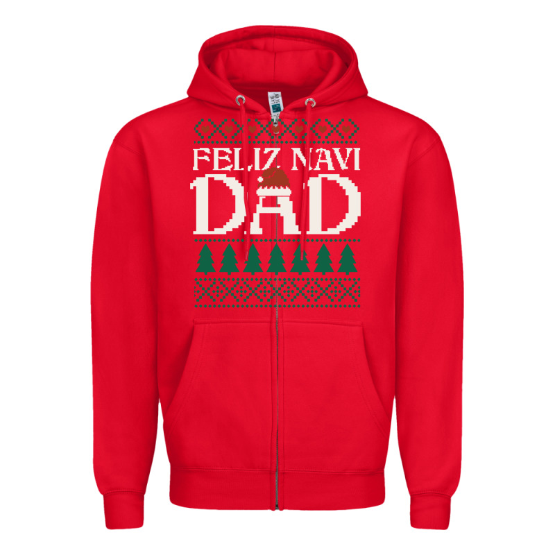 Feliz Navi Dad Ugly Christmas Sweater Funny Spanish Xmas Pun Gift For Zipper Hoodie by linhVisuals | Teevron