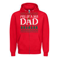 Red feliz navi dad ugly christmas sweater funny spanish xmas pun gift for Zipper Hoodie - linhVisuals