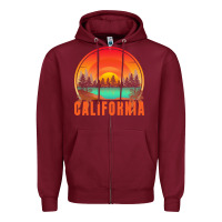 Burgundy california t  shirt california sunset vintage trees scenery t  shirt Zipper Hoodie - linhVisuals