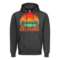 Charcoal Heather california t  shirt california sunset vintage trees scenery t  shirt Zipper Hoodie - linhVisuals