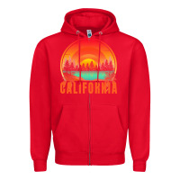 Red california t  shirt california sunset vintage trees scenery t  shirt Zipper Hoodie - linhVisuals