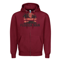 Burgundy florida man state funny meme vintage palm trees and sunset retro sun Zipper Hoodie - linhVisuals