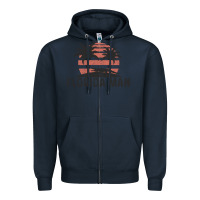 Navy florida man state funny meme vintage palm trees and sunset retro sun Zipper Hoodie - linhVisuals