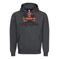Smoke florida man state funny meme vintage palm trees and sunset retro sun Zipper Hoodie - linhVisuals