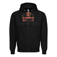 Black florida man state funny meme vintage palm trees and sunset retro sun Zipper Hoodie - linhVisuals