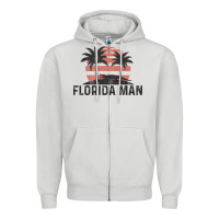 Dove Grey florida man state funny meme vintage palm trees and sunset retro sun Zipper Hoodie - linhVisuals