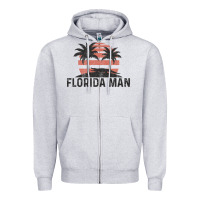 Heather Grey florida man state funny meme vintage palm trees and sunset retro sun Zipper Hoodie - linhVisuals