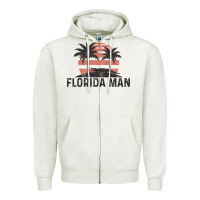 Oatmeal Heather florida man state funny meme vintage palm trees and sunset retro sun Zipper Hoodie - linhVisuals