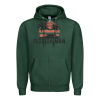 Sports Green florida man state funny meme vintage palm trees and sunset retro sun Zipper Hoodie - linhVisuals