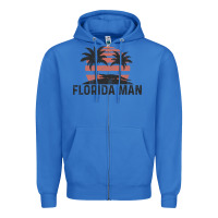 True Royal florida man state funny meme vintage palm trees and sunset retro sun Zipper Hoodie - linhVisuals