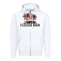 White florida man state funny meme vintage palm trees and sunset retro sun Zipper Hoodie - linhVisuals