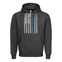 Charcoal Heather fishing american flag vintage fishing rod patriotic 4ht of july gift f Zipper Hoodie - linhVisuals