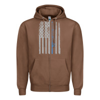 Chestnut fishing american flag vintage fishing rod patriotic 4ht of july gift f Zipper Hoodie - linhVisuals