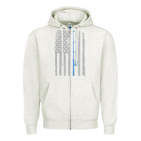 Oatmeal Heather fishing american flag vintage fishing rod patriotic 4ht of july gift f Zipper Hoodie - linhVisuals