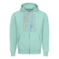 Seafoam fishing american flag vintage fishing rod patriotic 4ht of july gift f Zipper Hoodie - linhVisuals