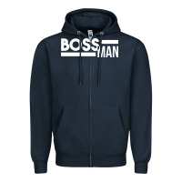 Navy boss man Zipper Hoodie - linhVisuals