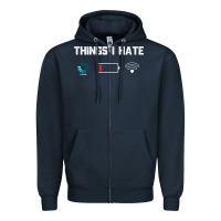 Navy funny things i hate low battery and wifi connection Zipper Hoodie - linhVisuals