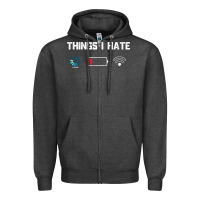 Charcoal Heather funny things i hate low battery and wifi connection Zipper Hoodie - linhVisuals
