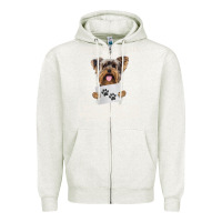 Oatmeal Heather funny yorkie personal stalker yorkshire terrier  dog i will follow you Zipper Hoodie - linhVisuals