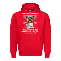 Red funny yorkie personal stalker yorkshire terrier  dog i will follow you Zipper Hoodie - linhVisuals