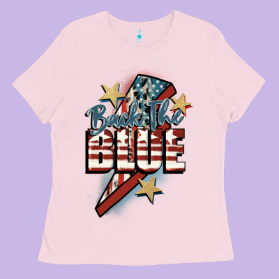 Back The Blue Ladies Tee Designed By Fadigitalartstudio