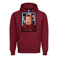 Burgundy home alone kevin Zipper Hoodie - linhVisuals