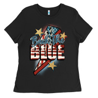 Black Back the blue Ladies Tee - FaDigitalArtStudio